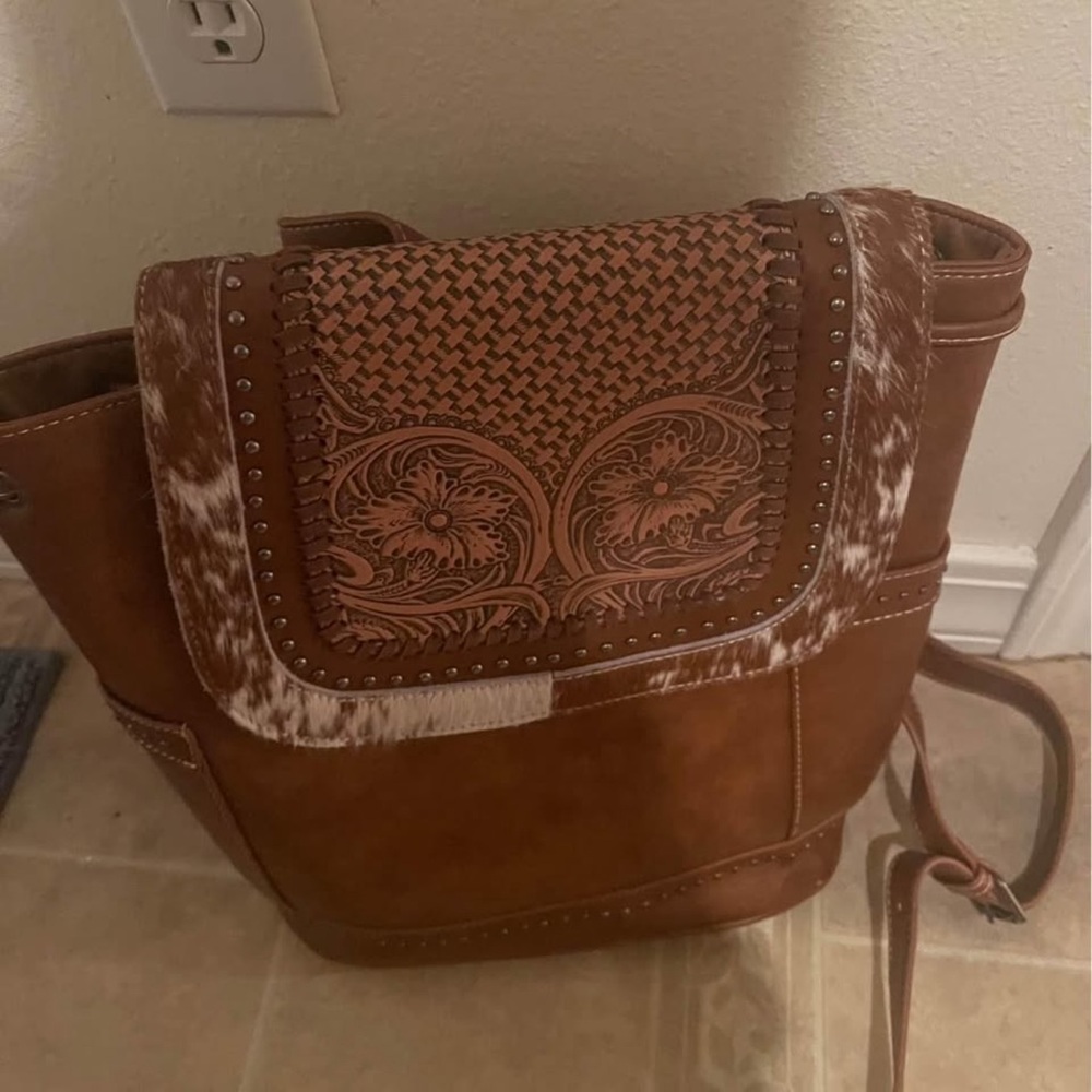 American Darling Brown Backpack with Textured Design